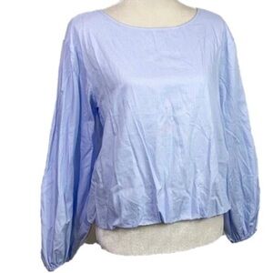 Anthropologie Maeve Long Blue Long Sleeve Bubble Hem Blouse Top xsp.